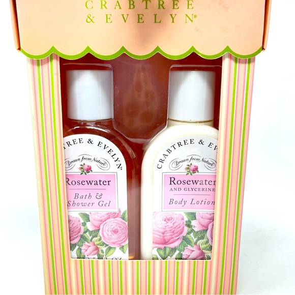 NWT Crabtree and Evelyn Rosewater Duo Shower Gel and Body Lotion Gift Set - Picture 2 of 5